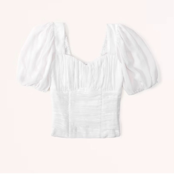 Abercrombie Ruched Puff Sleeve Sweetheart Top Size Large - Picture 1 of 8
